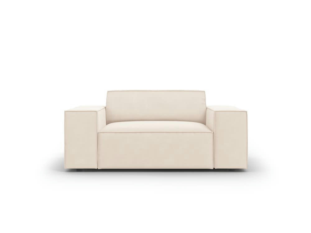 JODIE - Fauteuil en velours beige clair