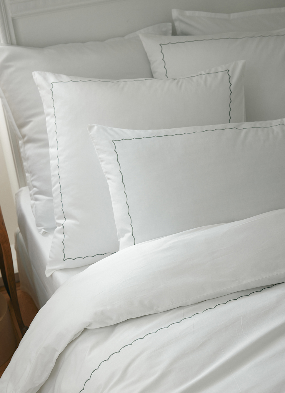 HOUSSE COUETTE SATIN CLOTHILDE VERT SAPIN