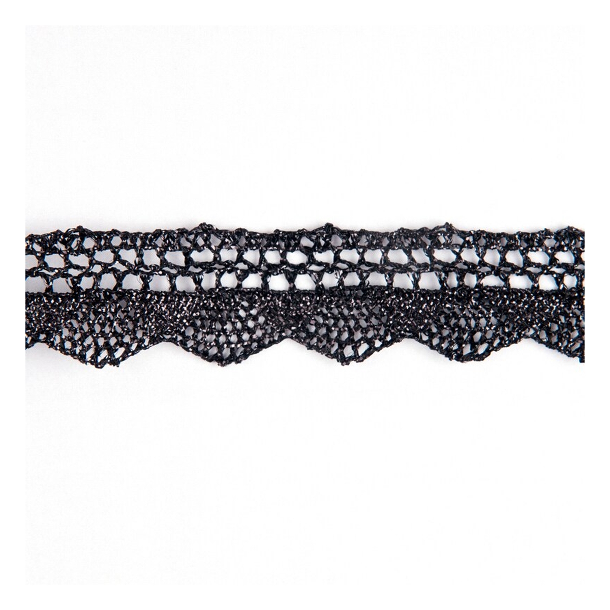 Black 25mm Metallic Lace Trim by the Metre