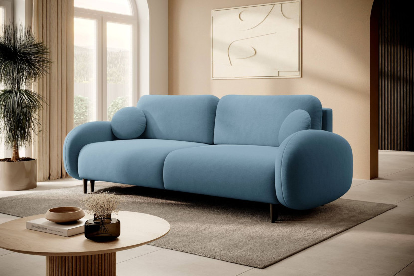 Nowoczesna sofa z funkcją spania SOFTI - Niebieska