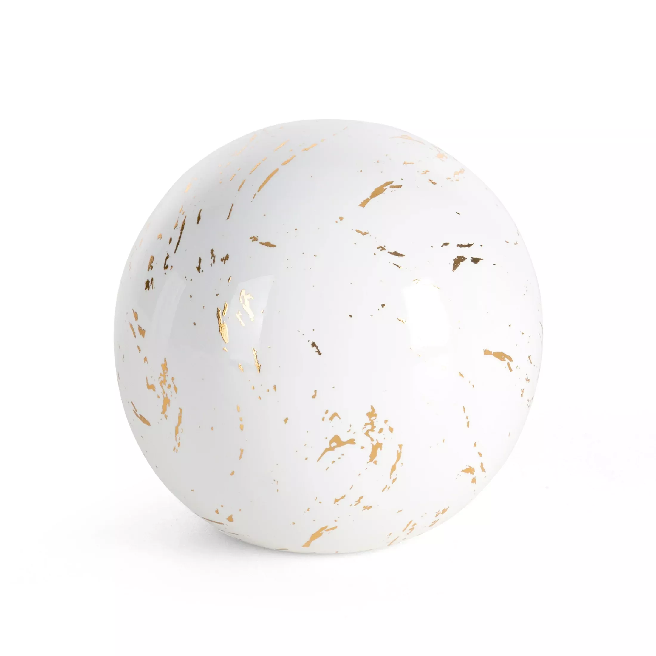 Kula ceramiczna biało-złotazdobiona przecieranym wzorem średnica 10x10 cm