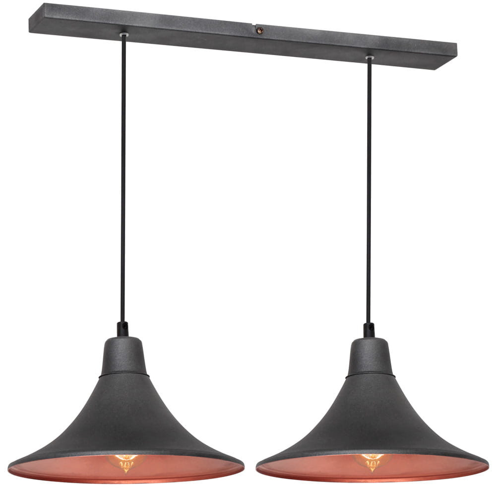 Lampa wisząca czarno-miedziana Nani 2xE27x60W wym: 70x56x25 cm Aldex