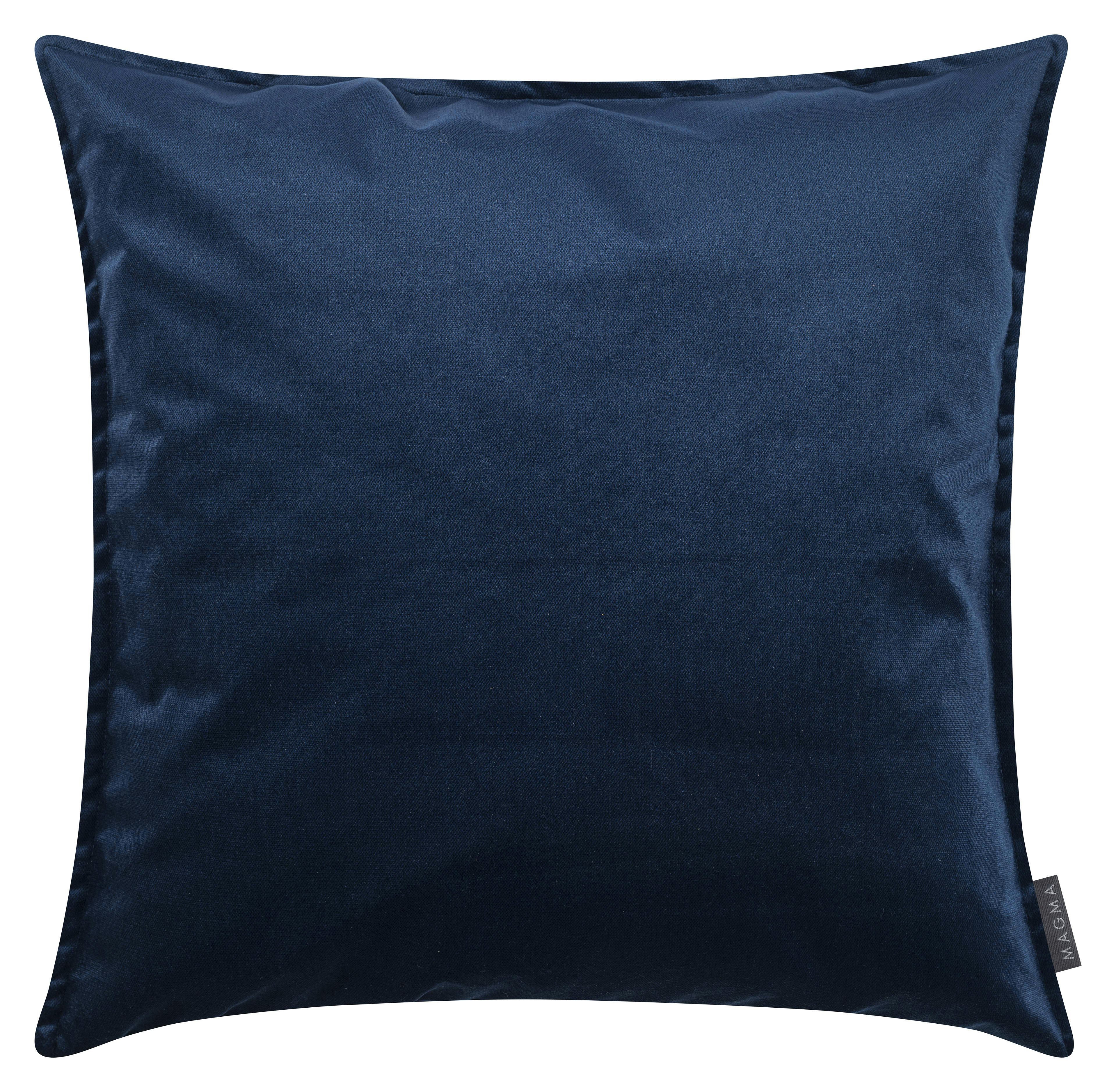 MARLA - Housse de coussin velours avec volant piqué bleu marine 60x60