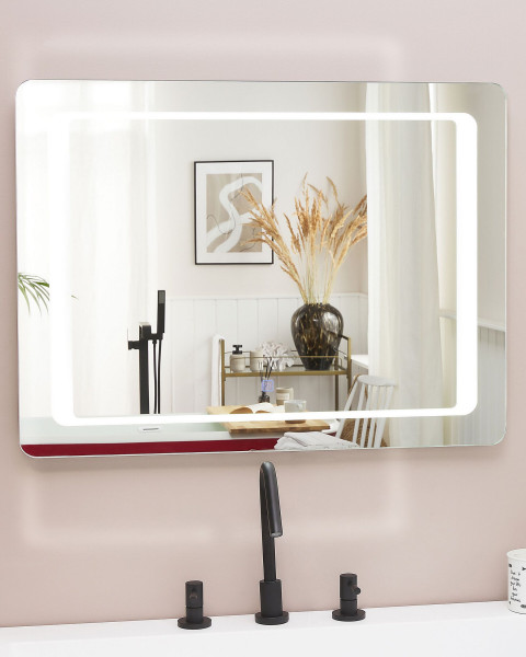 Lustro ścienne łazienkowe rama LED 60x80