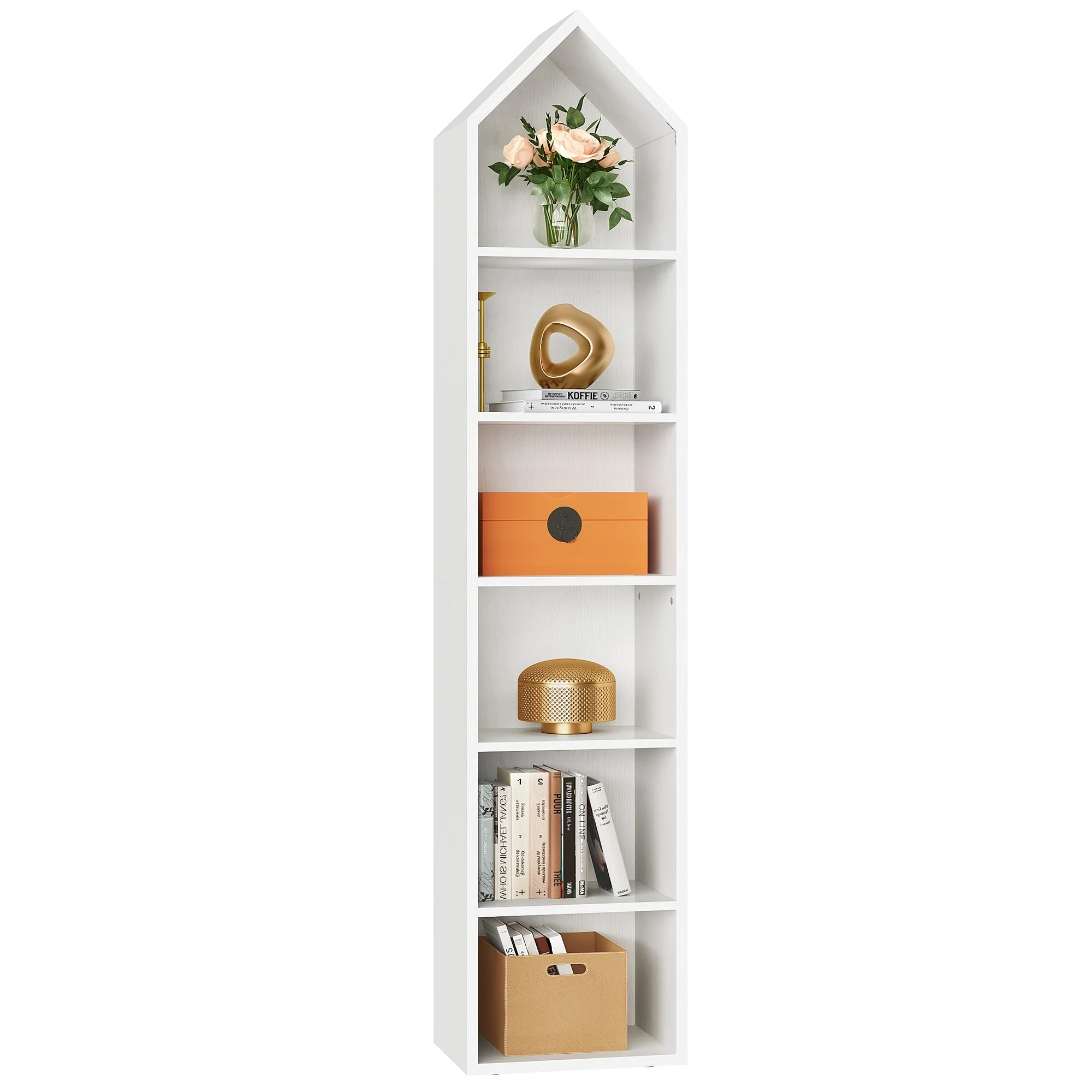 Moasis 73 Tall Narrow Bookcase 5-Tier Bookshelf Home Office