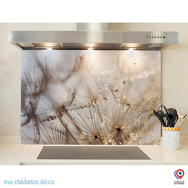 Crédence cuisine fond de hotte Pissenlits abstraits - Verre trempé - L 90 cm x H 50 cm - MaCrédenceDéco