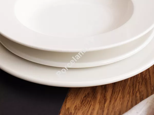 Komplet talerzy 6 osób (18 el.) (z rantem) Rinart - Banquet TP25 ecru