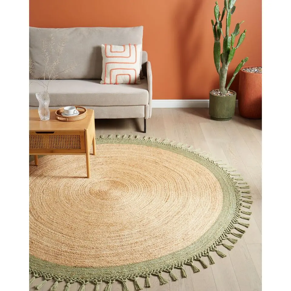 MARTS - Vloerkleed - Beige/Groen - 200 cm - Jute