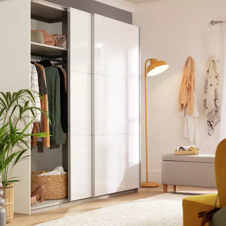 Habitat Holsted 200cm Sliding Wardrobe - White Gloss