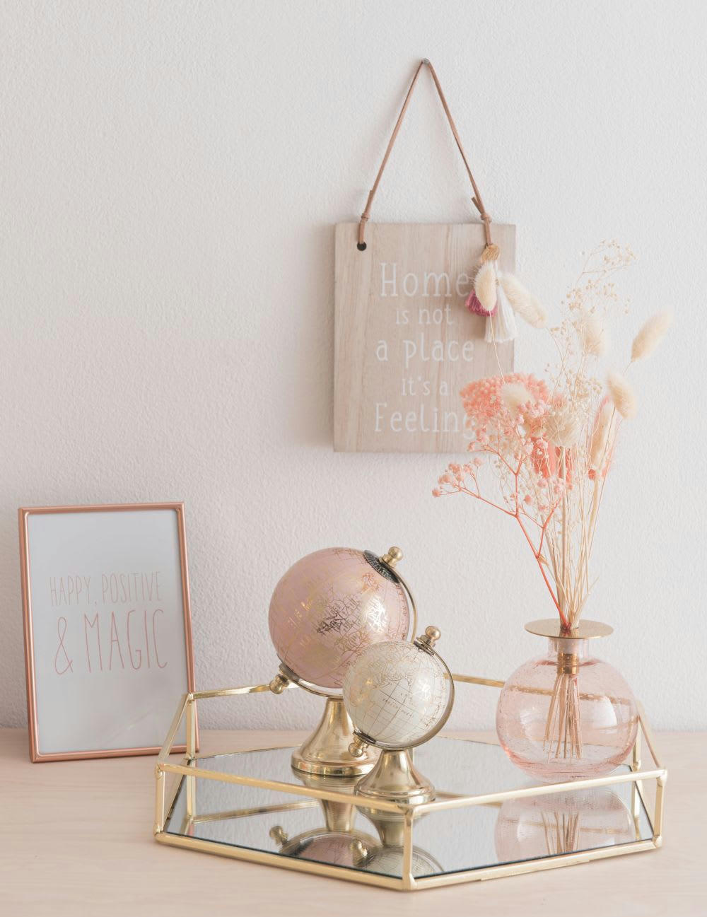 VIAH - Coupelle hexagonale à bijoux en miroir et métal doré