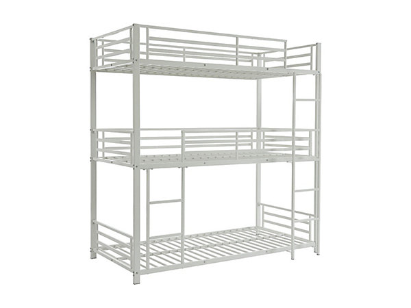 Lits superposés triple 3 x 90 x 190 cm - Métal - Blanc - ELOUAN III