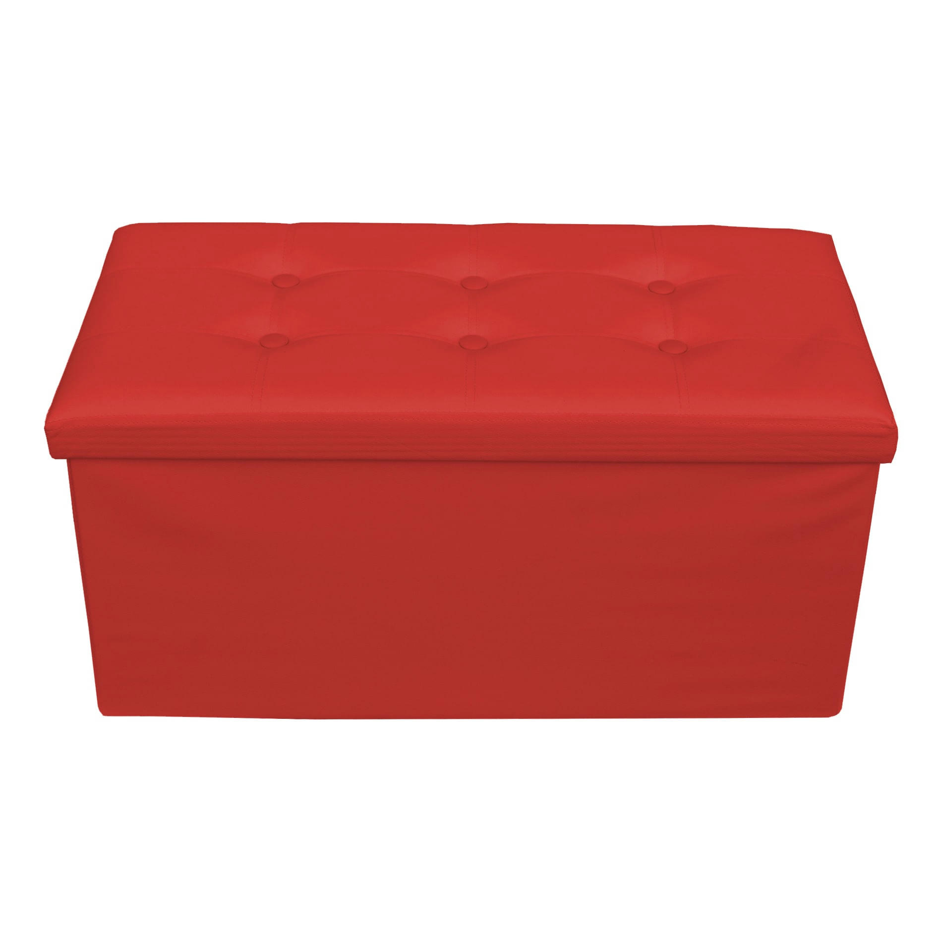 COLOR LIFE - Repose-pieds coffre de rangement avec couvercle en similicuir rouge