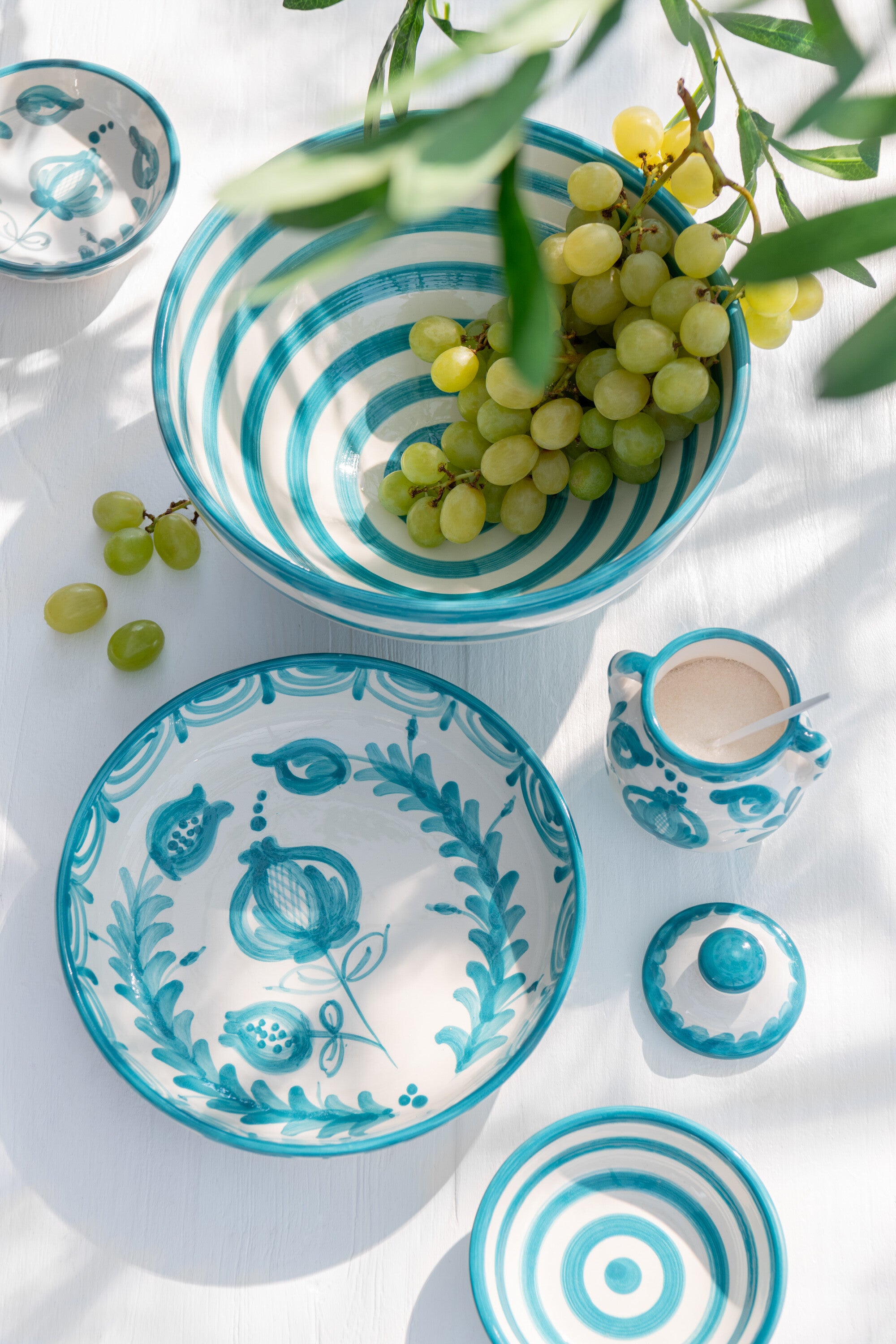 J-Line schaal Granada Low - keramiek - wit aqua - large - Ø