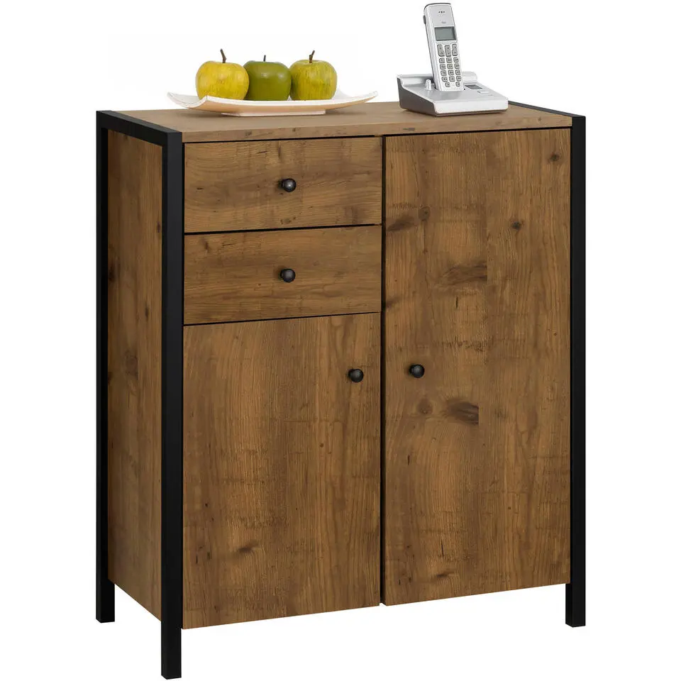 Chris - Kledingkast met 2 deuren en 2 lades eiken spaanplaat