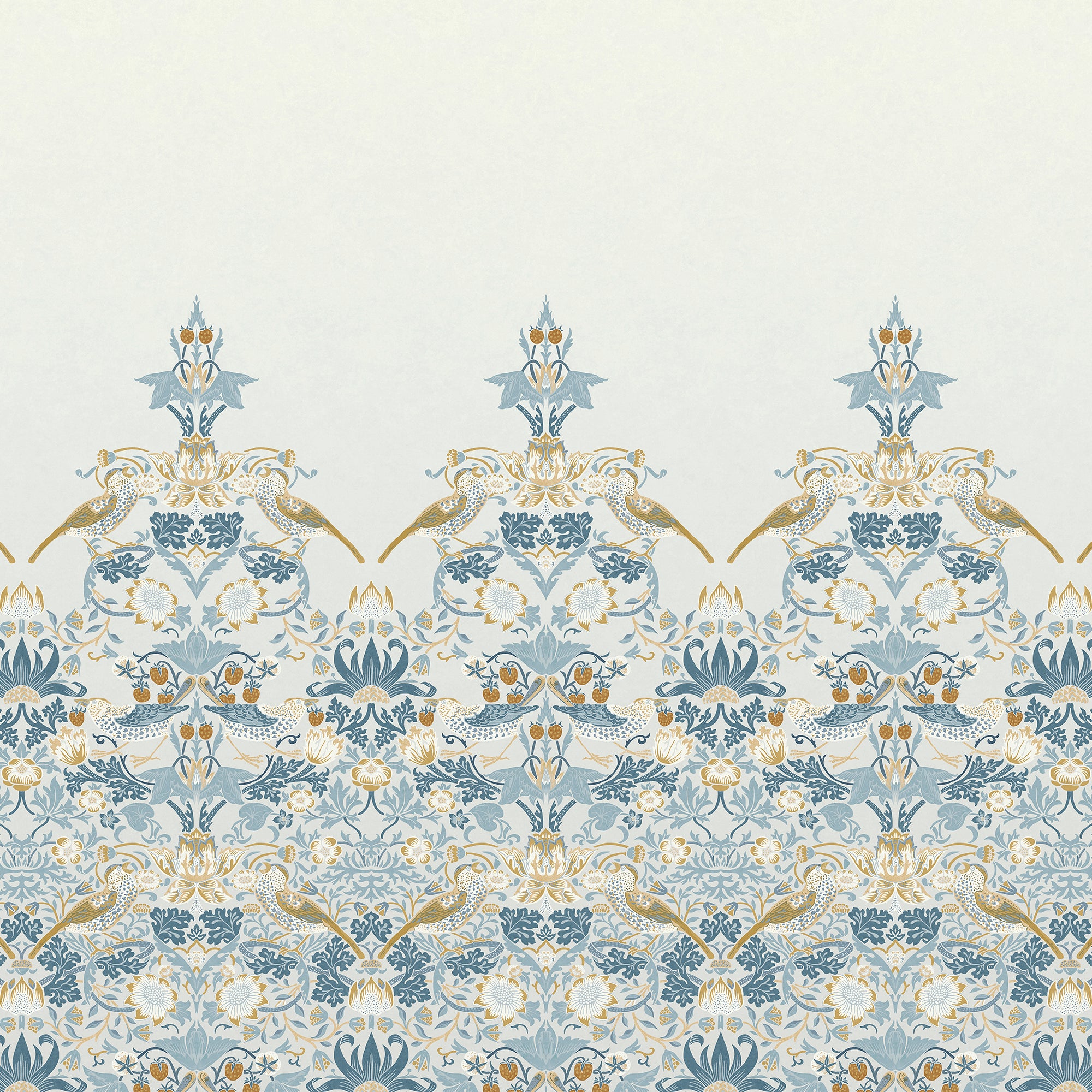 William Morris at Home Fotobehang - Strawberry Thief Soft Blue - 400x250 cm