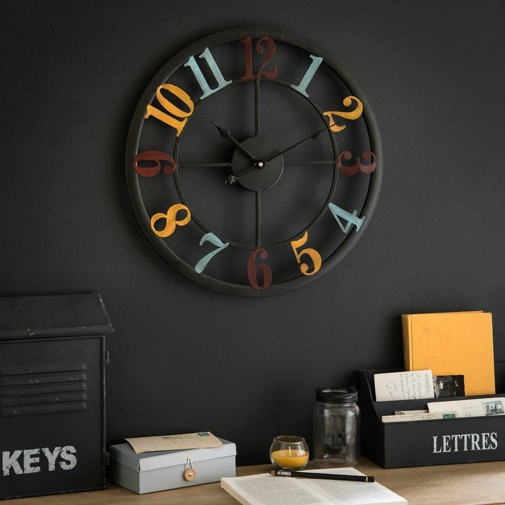 FERNAND - Horloge murale mutlicolore en métal D45