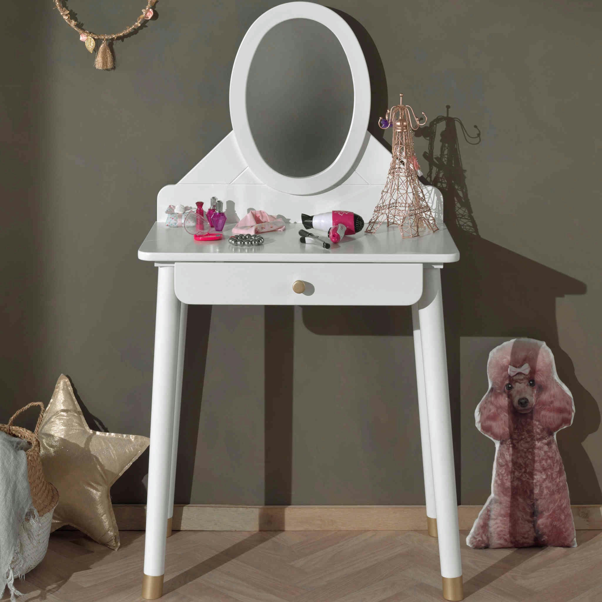 - Coiffeuse en bois 1 tiroir avec miroir