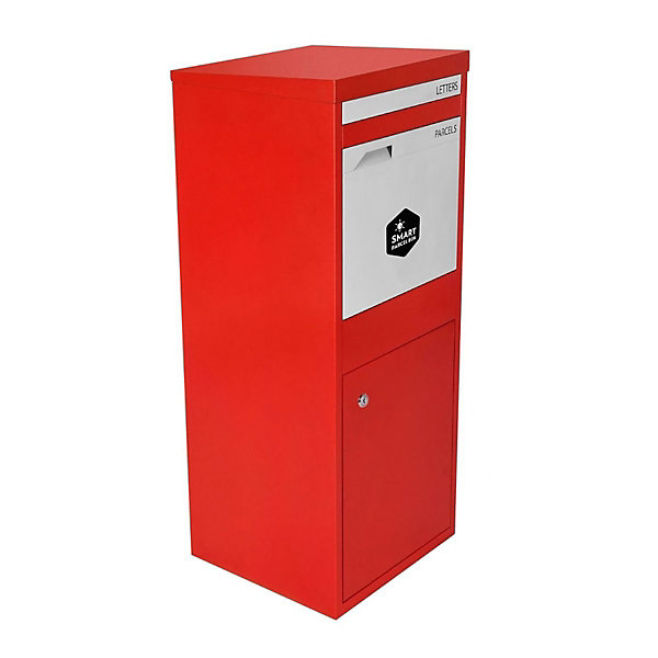 Boîte aux lettres 2 portes Boîte à colis SMART PARCEL BOX Large Rouge en acier