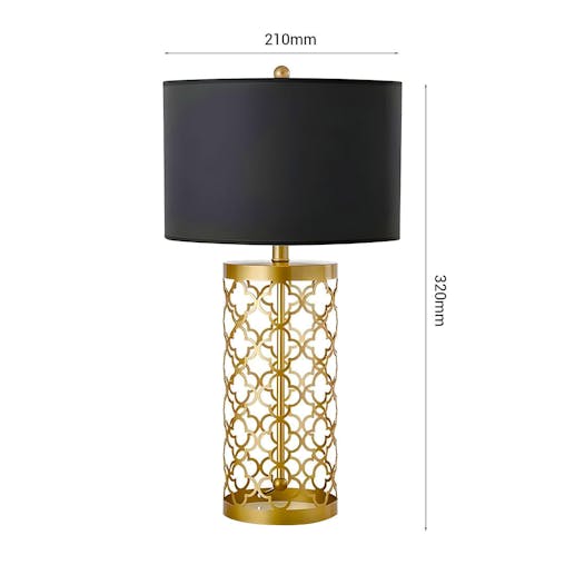 SOGA 4X Golden Hollowed Out Base Table Lamp with Dark Shade