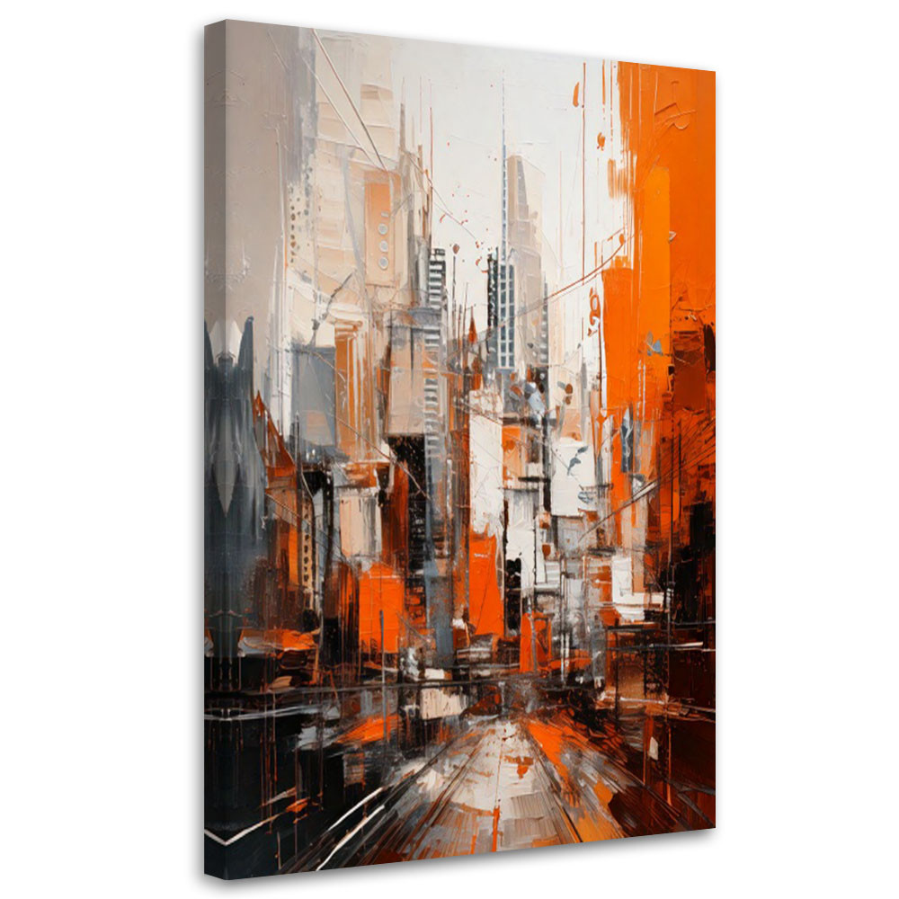 Feeby Obraz nowoczesny, Miasto Abstrakcja Pomarańczowe 40x60