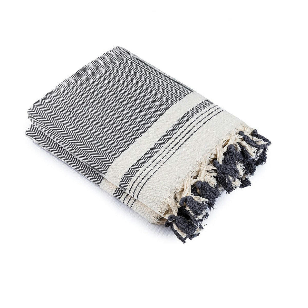 IVAN - Plaid coton  130x170 gris moyen