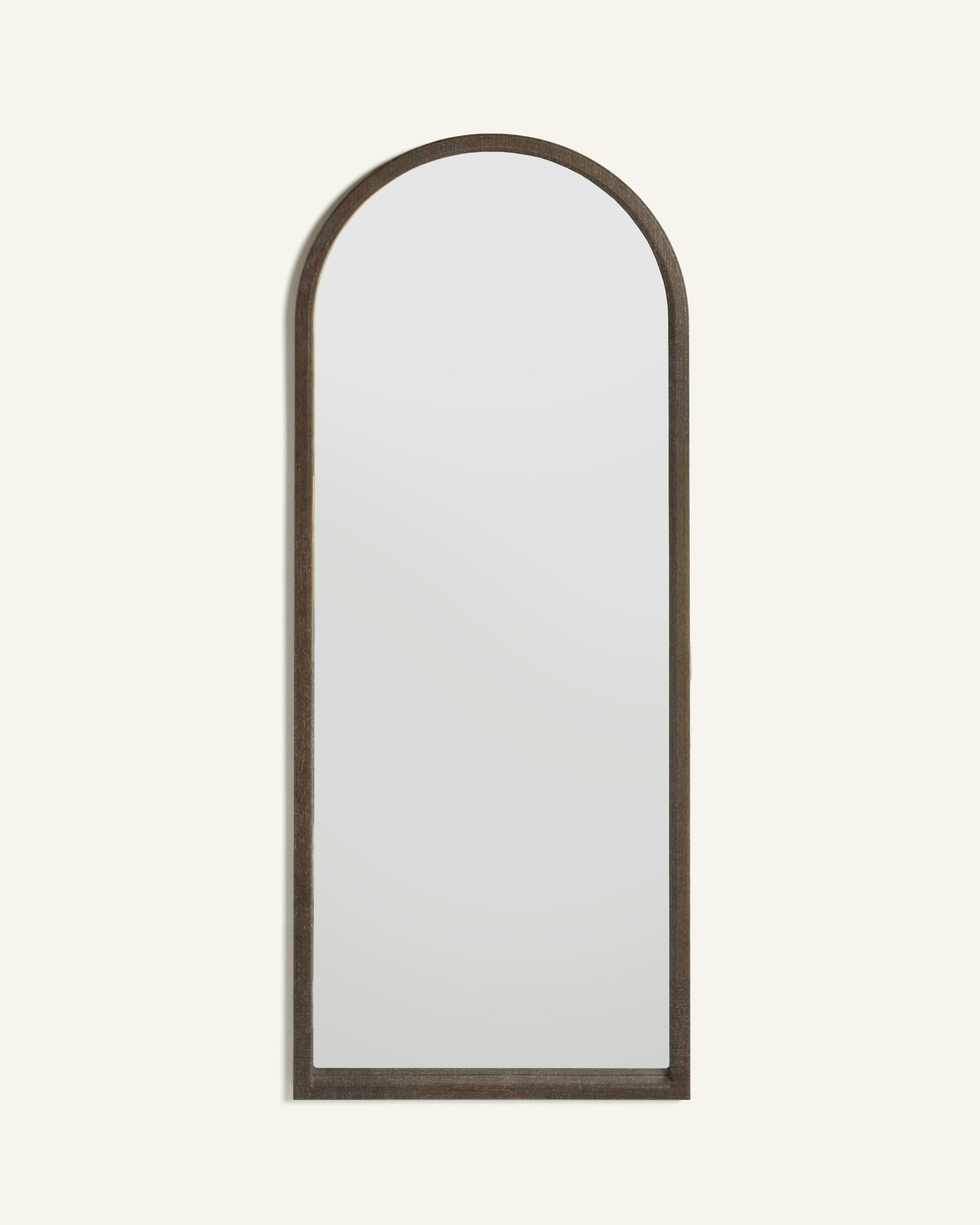 KATIA - Miroir sur pied en forme d’arc en couleur marron vieilli