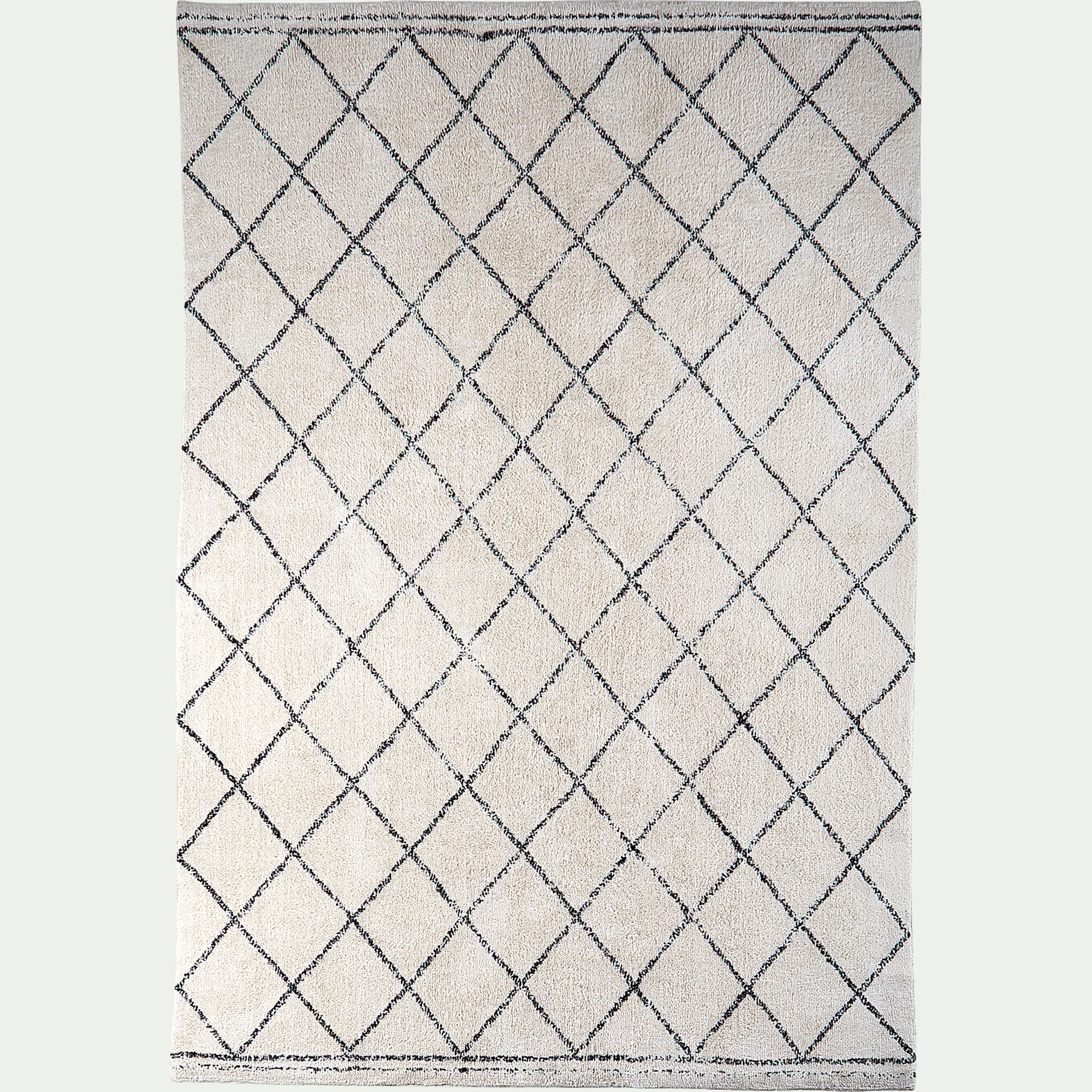 LOSANGE - Tapis inspiration berbère en coton - blanc écru 200x290cm