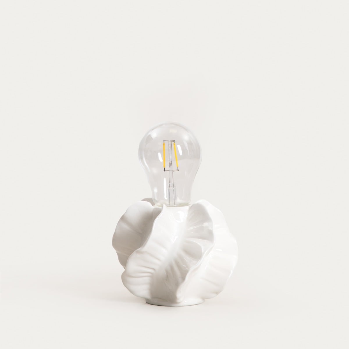 Lampka LED KALASA z odkrytą żarówką biała 16x22 cm