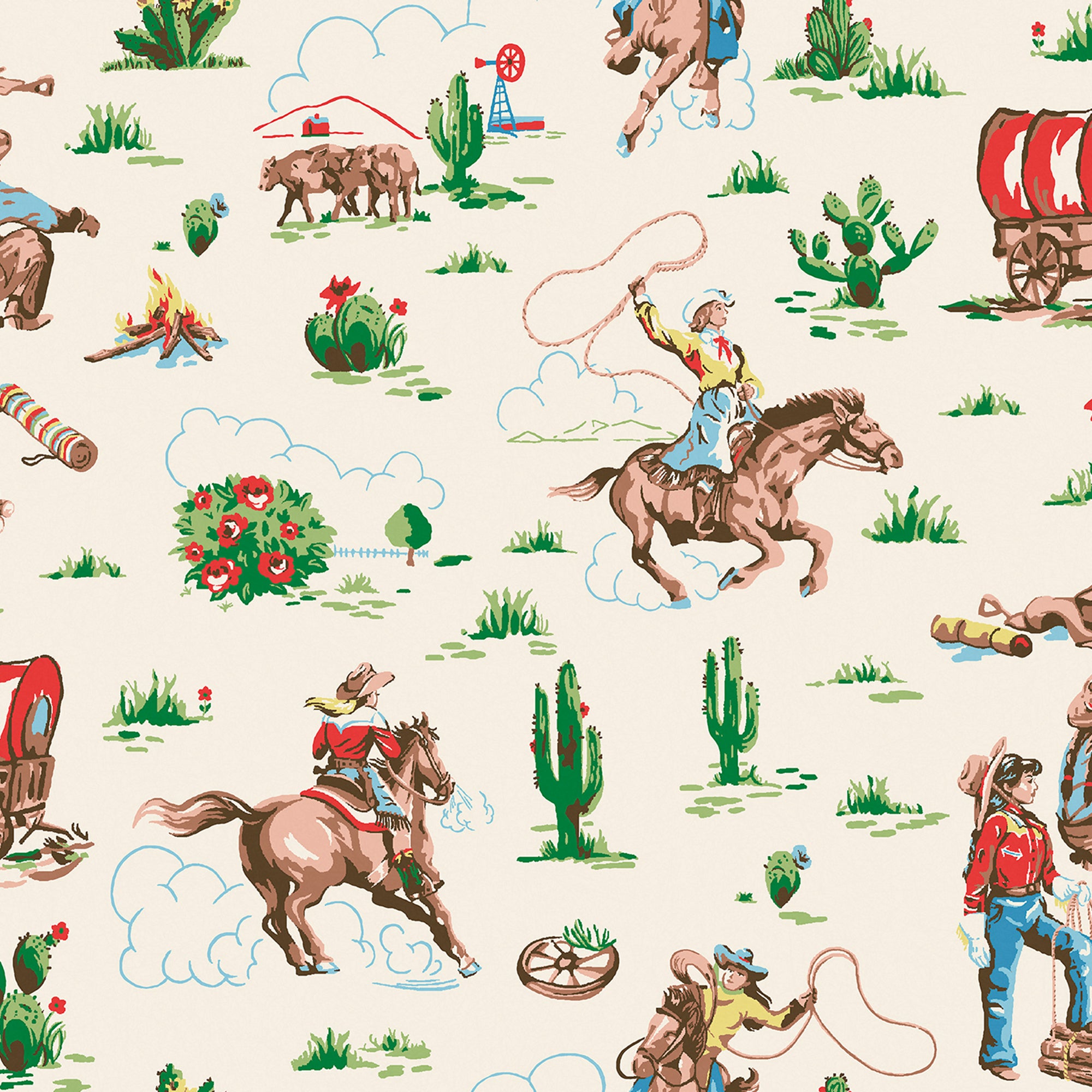 Cath Kidston Vliesbehang - Cowgirls Multi