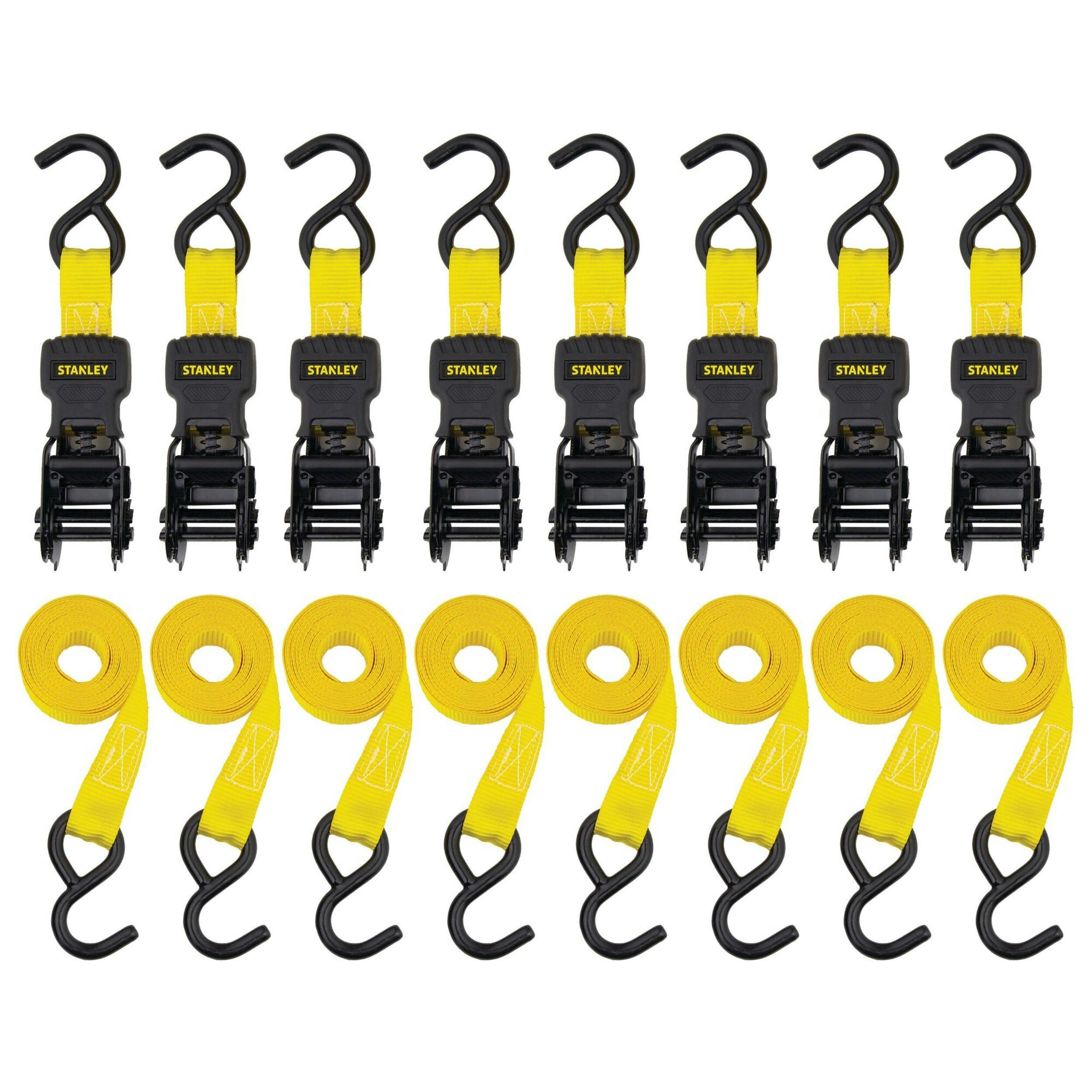 Stanley 1,500-lb Tie Downs, Weatherproof, 10-ft, 8-pk