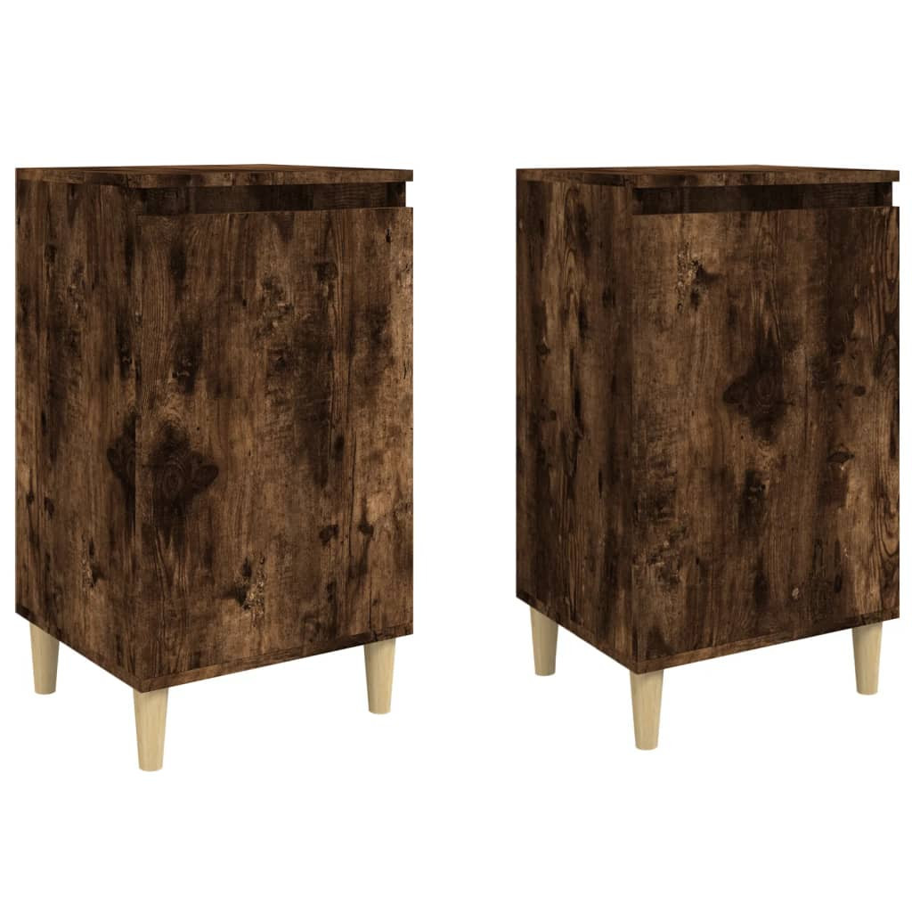 2x Szafka Nocna Stolik Komoda Brązowa z Drzwiami Do Sypialni 40x35x70 cm