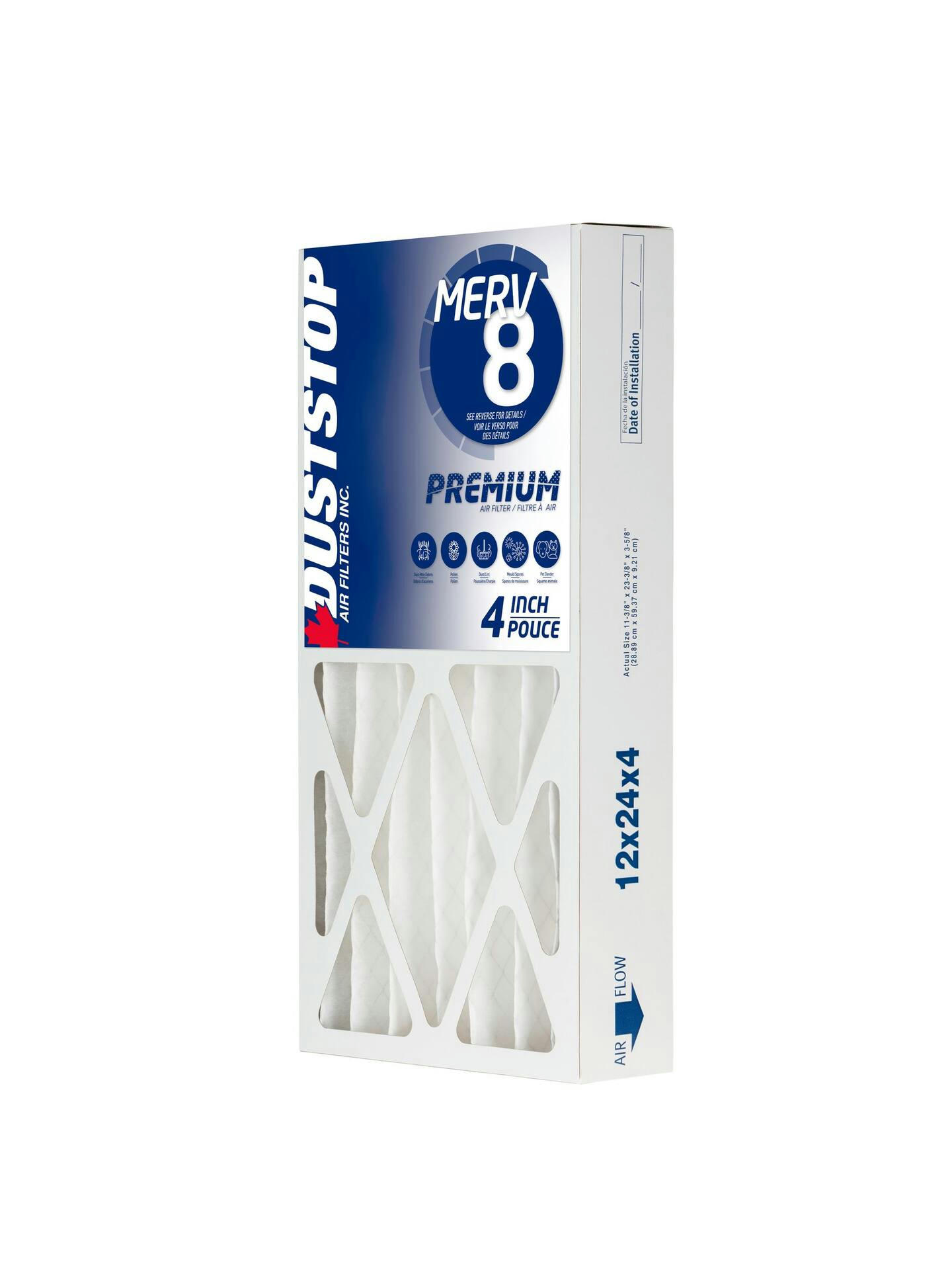 Duststop MERV 8 Premium Filter, 12-in x 24-in x 4-in