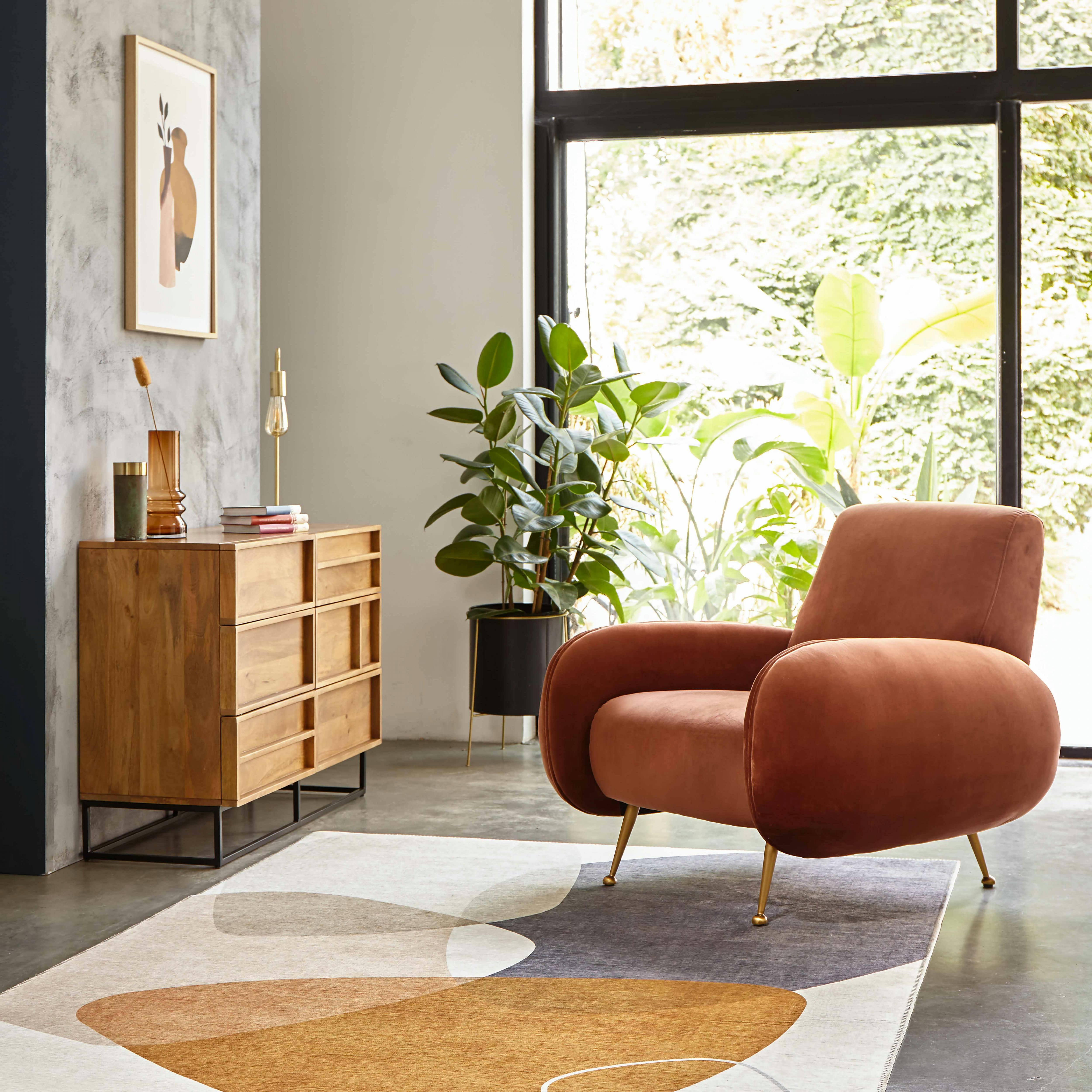 DEAN - Tapis tissé plat rectangulaire motifs abstraits 120 x 170 cm