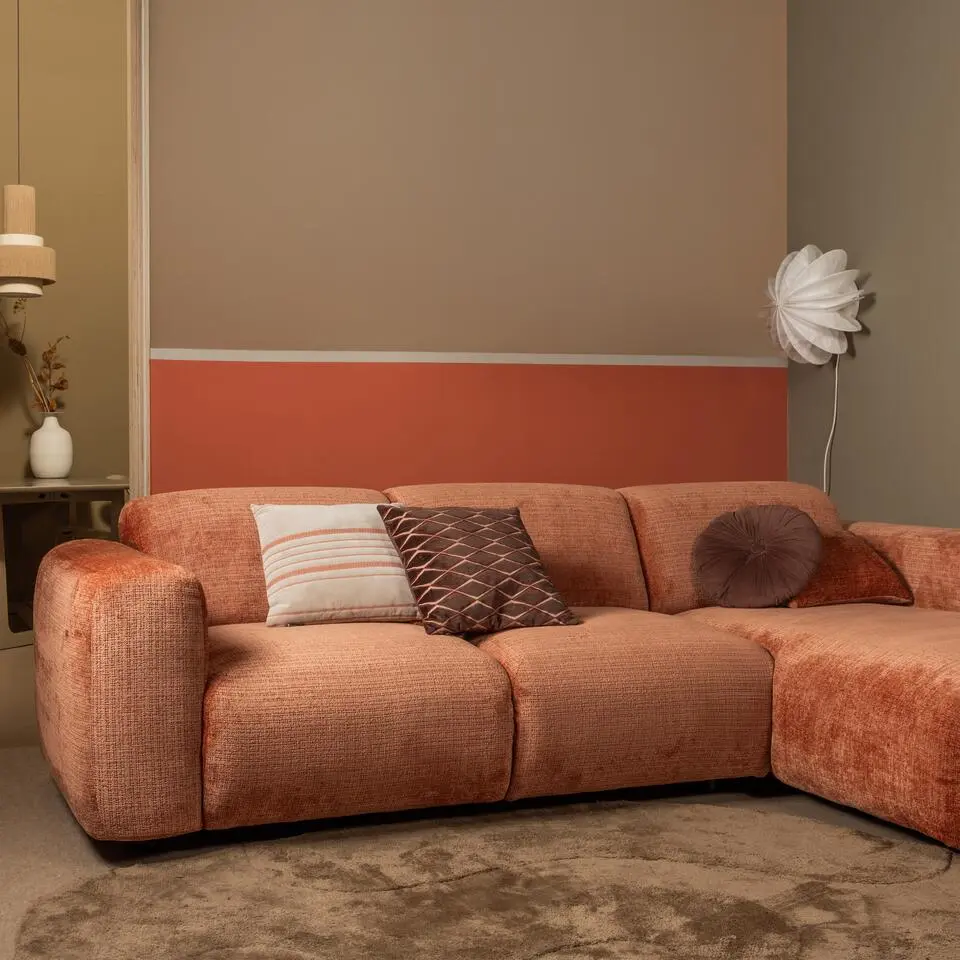 WOOOD Aziz Kussens - Velvet stof - Bruin/Naturel - Set Van 3