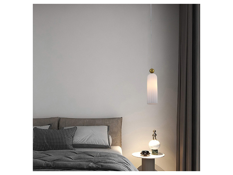 Lampa wisząca Piega szklana biało-złota