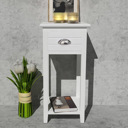 NNEVL Nightstand with 1 Drawer White