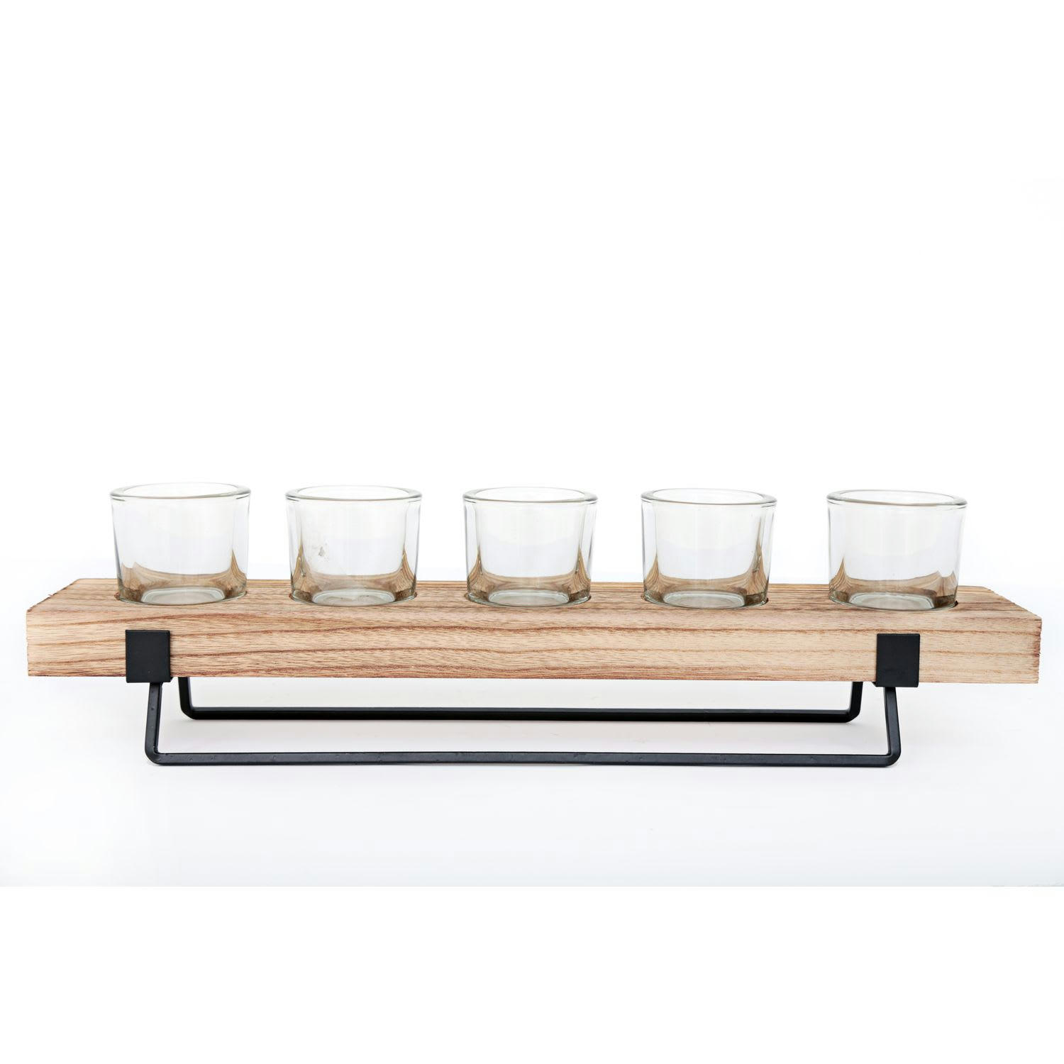 LIX - Bougeoir design bois et métal lix l. 46 x h. 12 cm noir