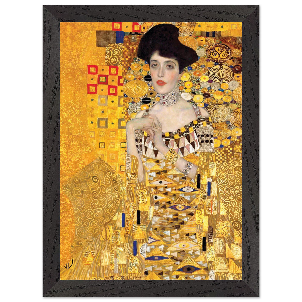 Artfulprints Poster met Lijst Gustav Klimt - Portrait of Adele Bloch-Bauer I  - A4 21x29.7 cm - Geel