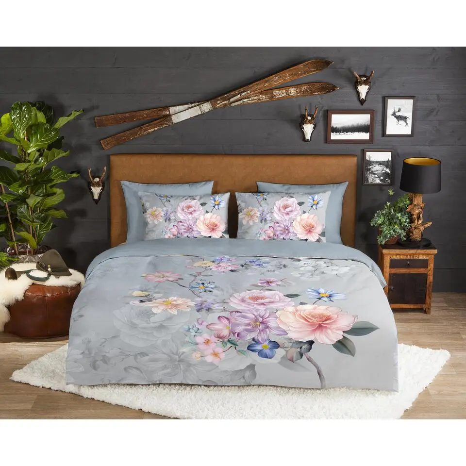 Good Morning Elana Flanel Dekbedovertrek Grijs-Lits-jumeaux (240 x 200/220 cm)