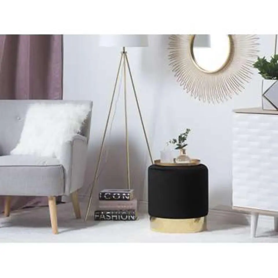 SOPHIA - Poef - Zwart - 39 cm - Fluweel