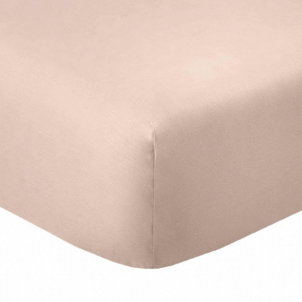- Drap housse 2 places coton rose 180x200 cm