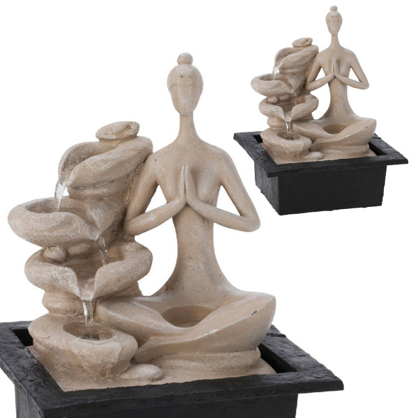 Fontanna pokojowa LED z figurą joginki pozycja drzewa poliresin 29 cm