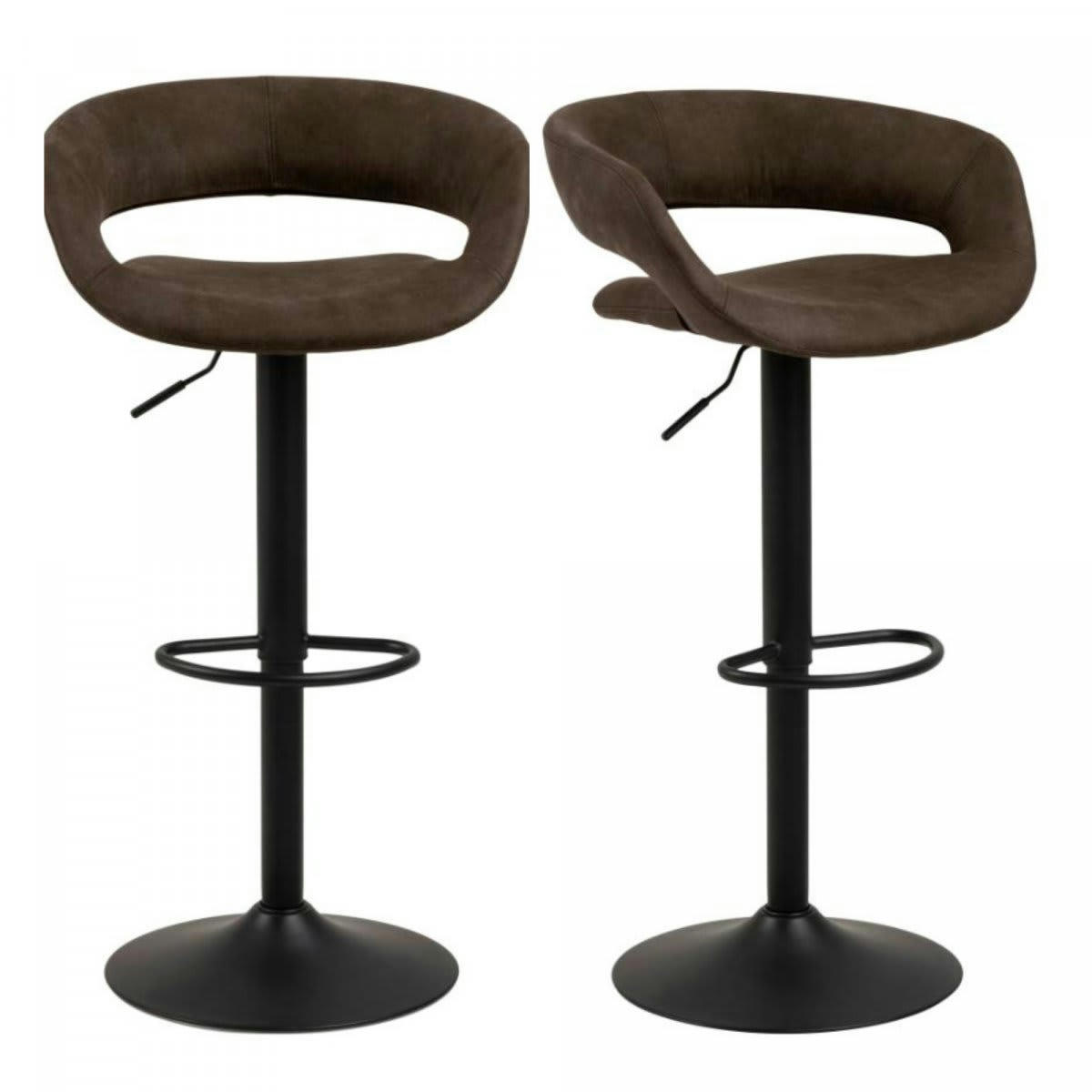 GRADE - Lot de 2 tabourets de bar confortables en tissu marron