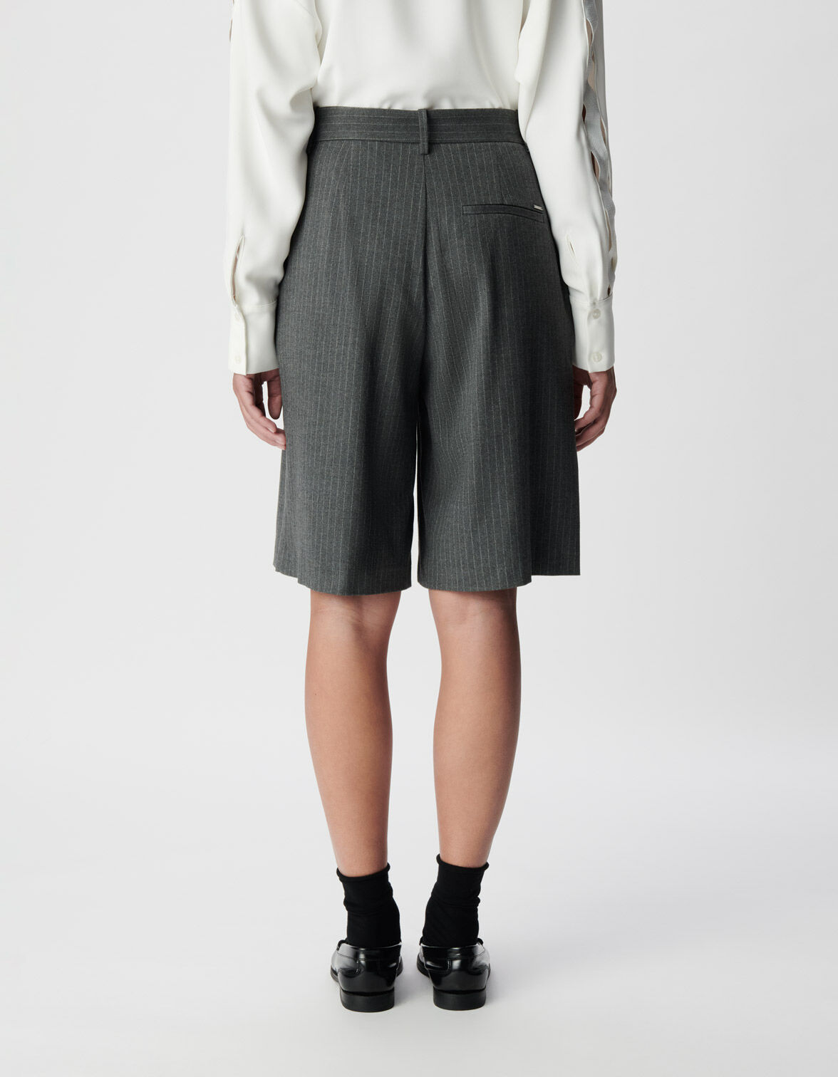 Bermuda de costume gris rayures tennis Femme