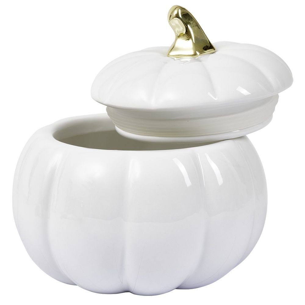Bonbonnière porcelaine blanc Halloween forme citrouille Ø18cm