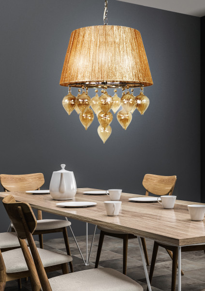 Lampa wisząca chromowana-beżowa ELISSA 3xE14x40W Candellux