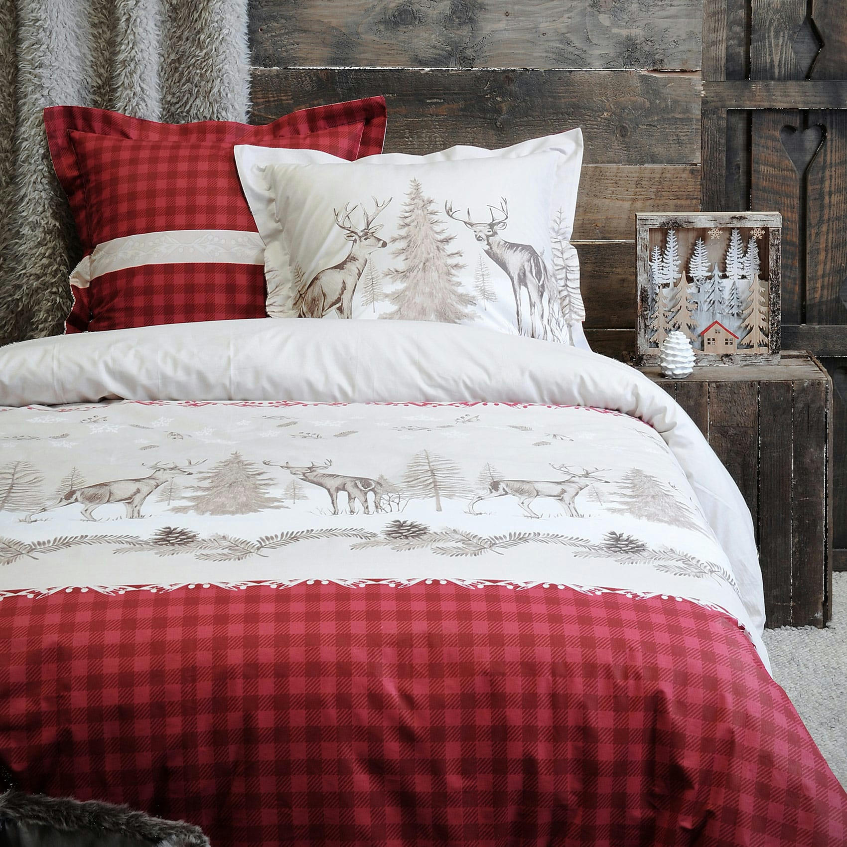 - Parure de couette parmelan coton rouge 240x220 cm