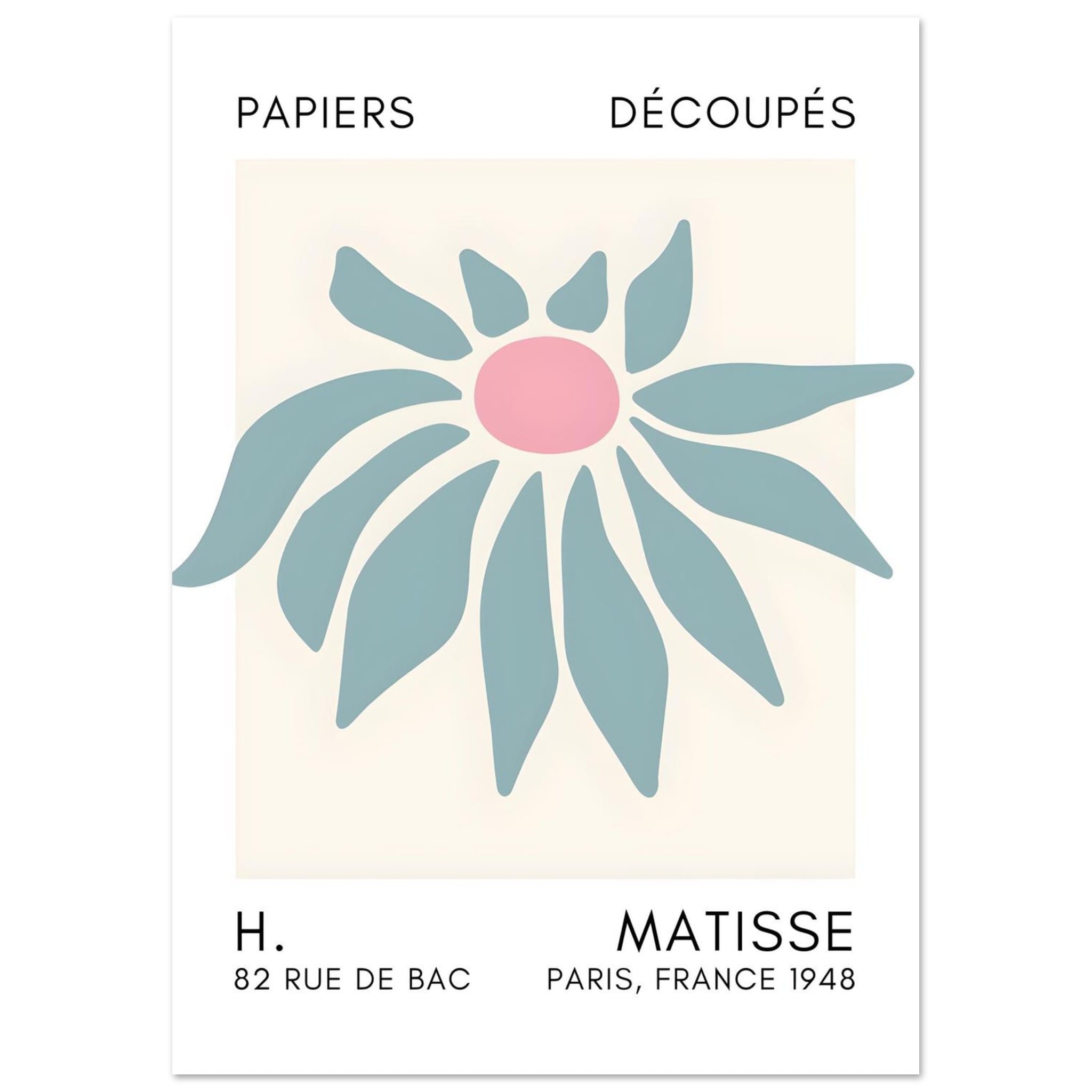 Artfulprints Poster Matisse – Deep sea dance turquoise  - A4 21x29.7 cm - Turquoise