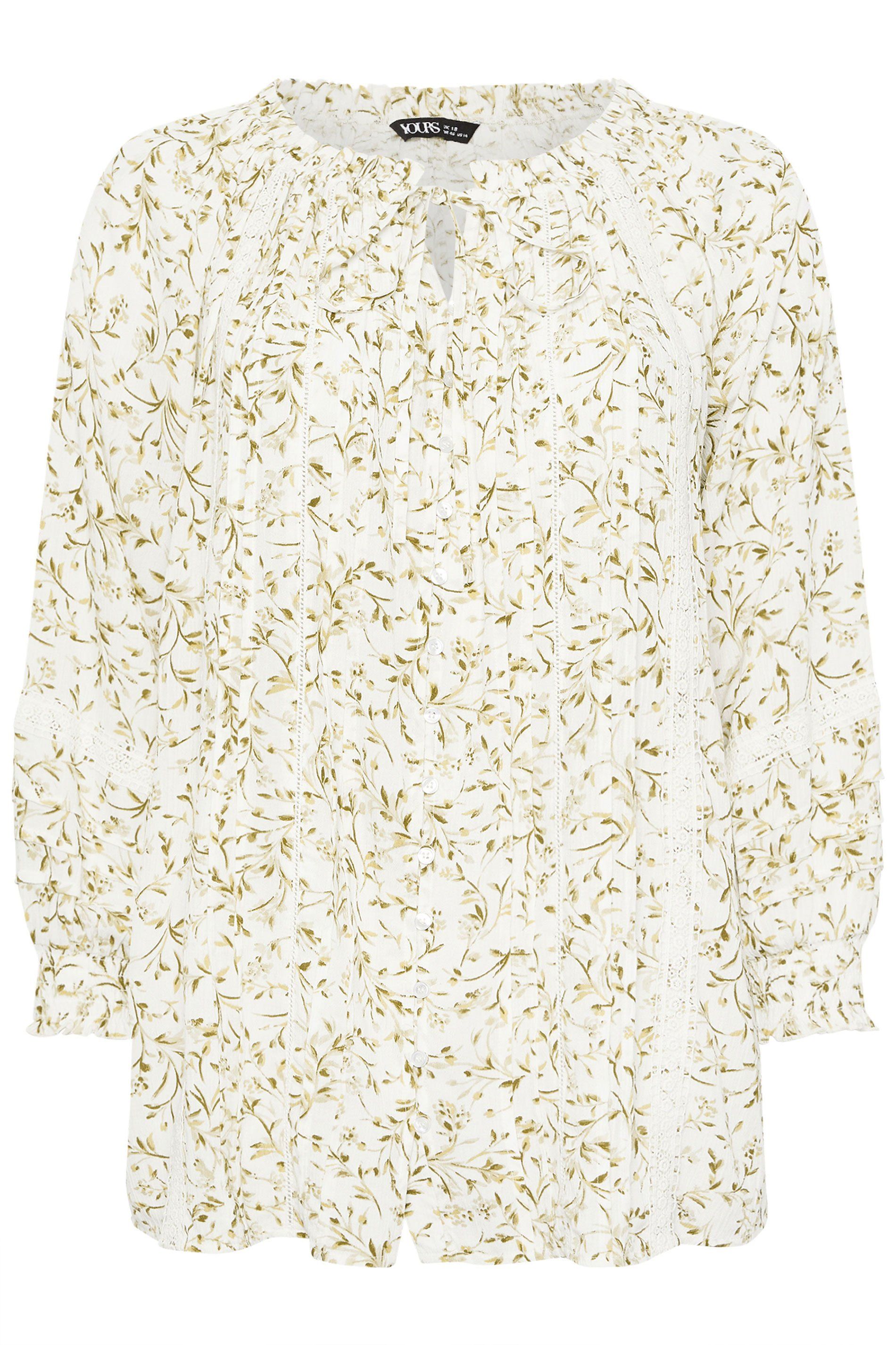 Yours Leaf Print Tie Neck Top