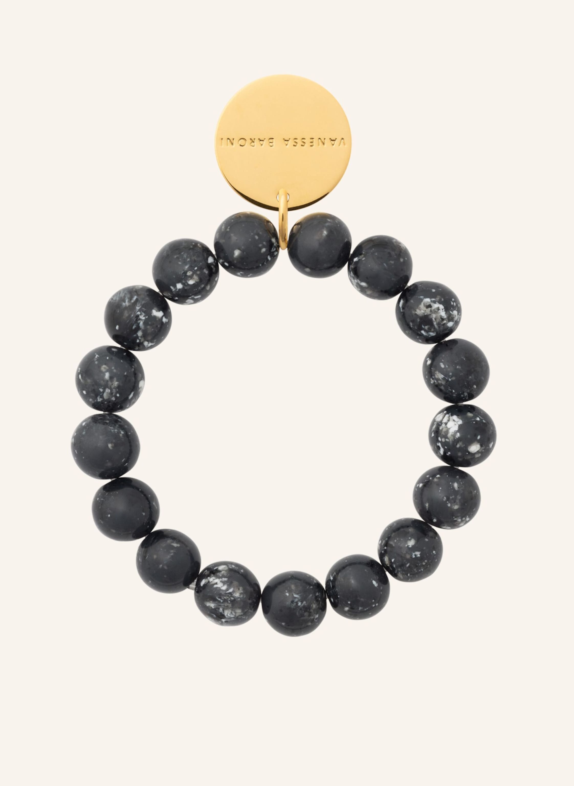 VANESSA BARONI Armbänder MINI BEADS FLEX BLACK MARBLE by GLAMBOU
